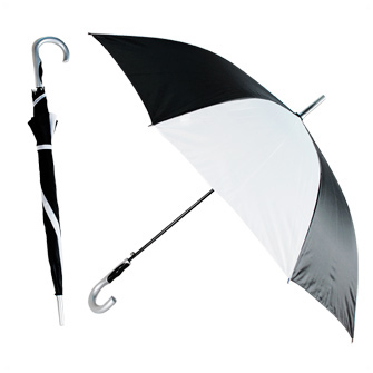 Зонт-трость "SECTOR", п/автомат, материал 190Т полиэстер. Чёрный с одним белым клином