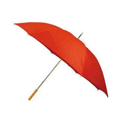 Зонт-трость механический с деревянной ручкой, красный.  Диаметр купола 133 cм