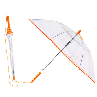Зонт-трость "Panoramic", автоматическое открытие,  прозрачный/оранжевый