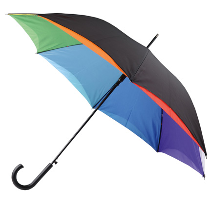 Зонт-трость «Радуга» полуавтоматический, стержень металлический с пластиковой ручкой, купол двухслойный