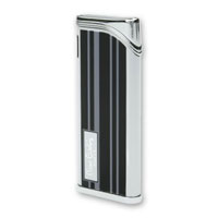 Зажигалка "Pierre Cardin" газовая пьезо, цвет черный лак с серыми полосками и хромом