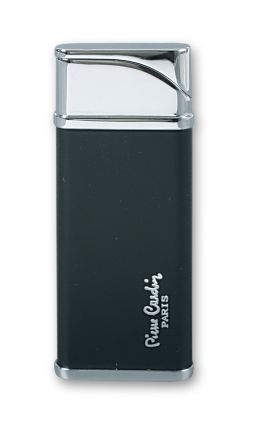 Зажигалка "Pierre Cardin" газовая турбо, цвет черный с хромом