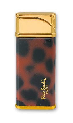 Зажигалка "Pierre Cardin" газовая турбо, цвет коричневый мрамор с золотом