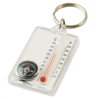 Брелок с термометром и компасом, с кольцом, прозрачный