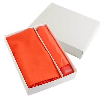 Набор подарочный: палантин и складной механический зонт в подарочной коробке, оранжевый
