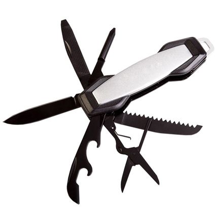 Нож карманный Hexogen, серебристый с черными лезвиями