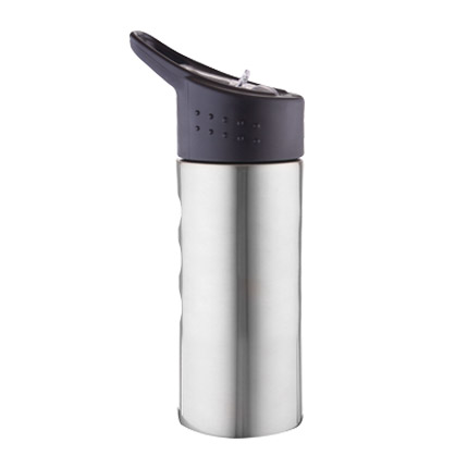Бутылка "Фитнес" c трубочкой и откидным носиком для питья, 500 мл, серебряный цвет