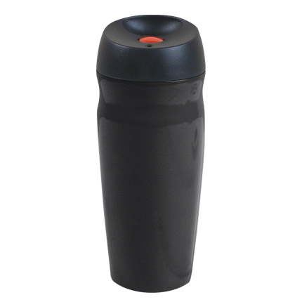 Термостакан вакуумный "Коррадо" c двойными стенками из нержавеющей стали, 370 мл, кнопка красная, корпус чёрный