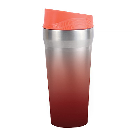 Термостакан металлический 420 мл с резиновой присоской на дне "РЭД ФОКС", цвет красный с градиентом
