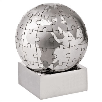 Головоломка "Земной шар" в виде пазлов на магните, цвет серый с серебряным
