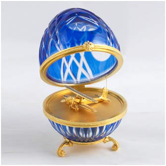 Яйцо "Аэроплан" хрусталь, синее (лупа)