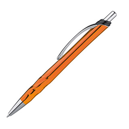 Ручка пластиковая с волнистыми бороздками и металлическим клипом, оранжевая  (M Collection)